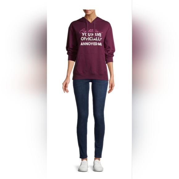 'Officially Annoyed' Juniors Graphic Hoodie Pullover Fleece - Picture 3 of 4